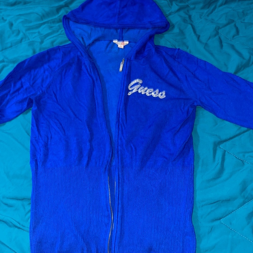 G by Guess lightly lined Royal Blue Zipped Hoodie (lightly used)